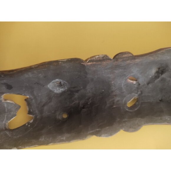 Vintage Nepalese Mahakala Wood Carving 19" x 5" Tibetan Totem Pole - Picture 7 of 14